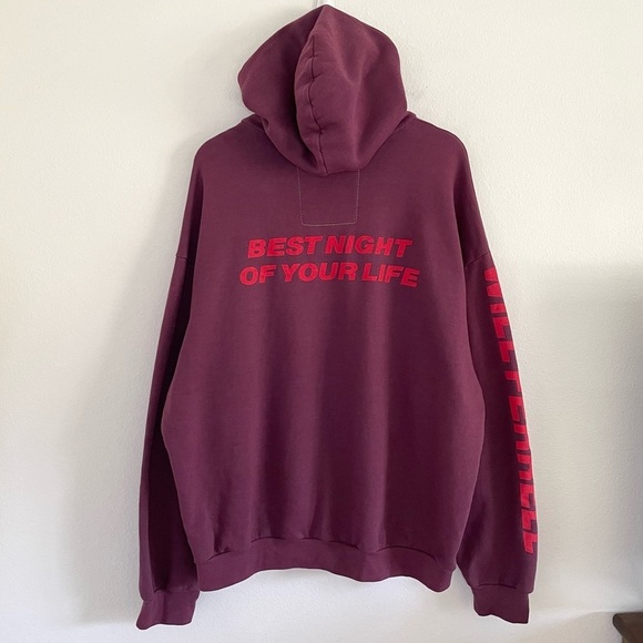 Aviator Nation Will Ferrell Bolt Smiley Relaxed Pullover Hoodie Plum Large - Picture 4 of 11